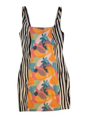 Lanca Perfume Abstract Zebra Print Mini Dress Multicolor Size M Sleeveless